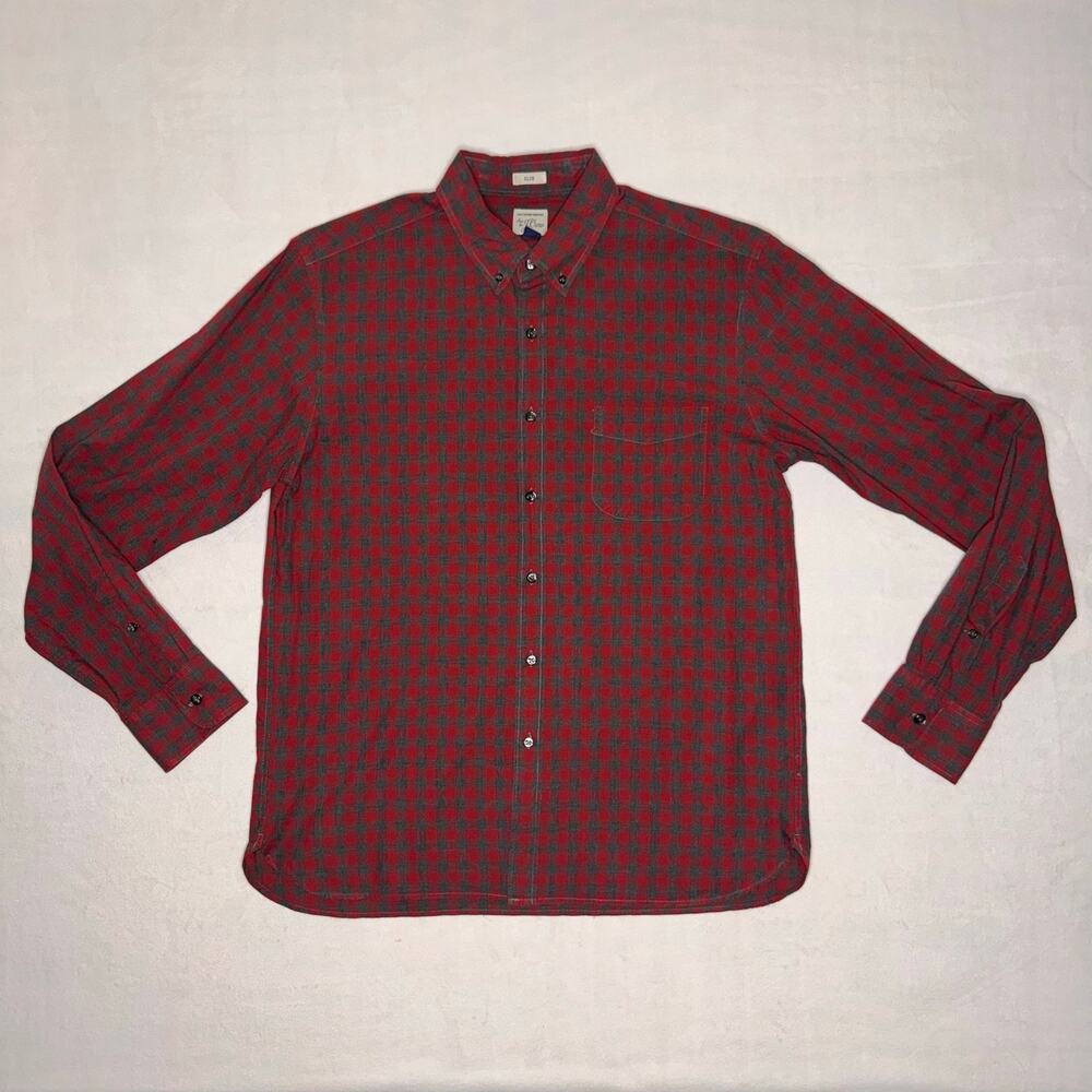 Slim J Crew Button Up Plaid L Men Shirt